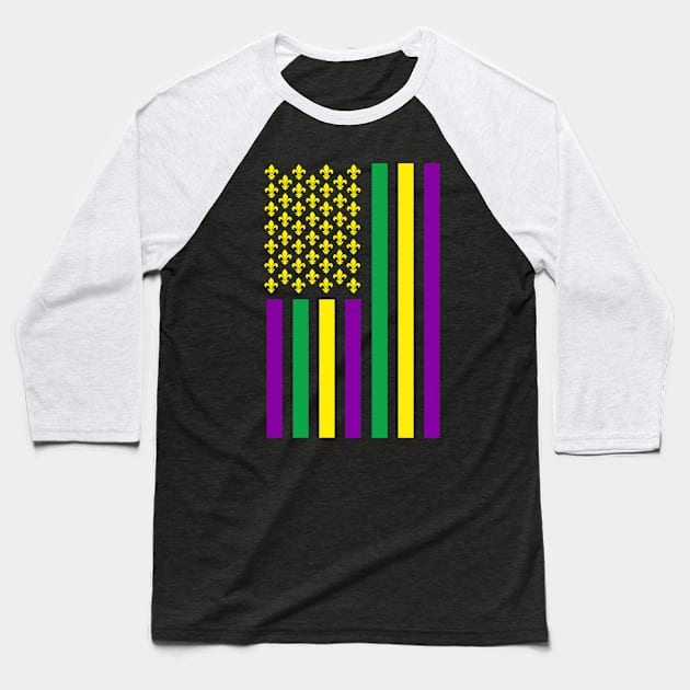 Mardi Gras Flag 2024 Baseball T-Shirt by Long-N-Short-Shop